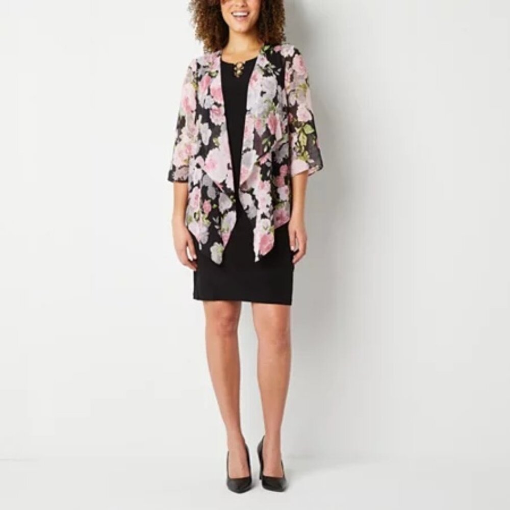 R & K Originals Faux-Jacket Dress, Womens Size 14, Black NWT